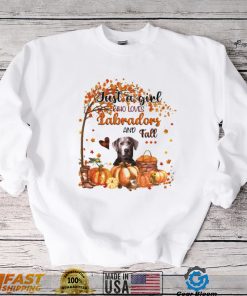 Just a Girl who loves Silver Labrador and Fall Pumpkin Happy Thanksgiving shirt