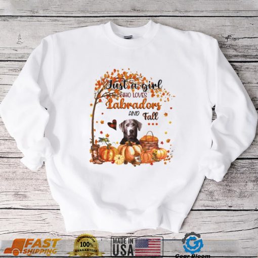 Just a Girl who loves Silver Labrador and Fall Pumpkin Happy Thanksgiving shirt