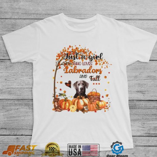 Just a Girl who loves Silver Labrador and Fall Pumpkin Happy Thanksgiving shirt