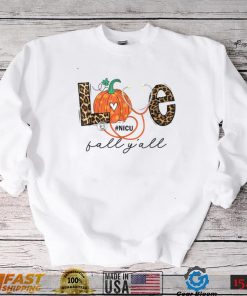 Leopard Love Fall Y'all NICU Nurse Pumpkin Halloween outfit T Shirt