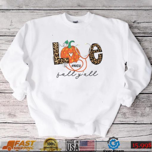 Leopard Love Fall Y’all NICU Nurse Pumpkin Halloween outfit T Shirt