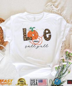 Leopard Love Fall Y'all NICU Nurse Pumpkin Halloween outfit T Shirt