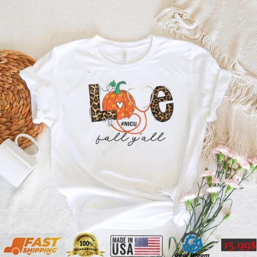 Leopard Love Fall Y’all NICU Nurse Pumpkin Halloween outfit T Shirt