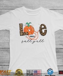 Leopard Love Fall Y'all NICU Nurse Pumpkin Halloween outfit T Shirt