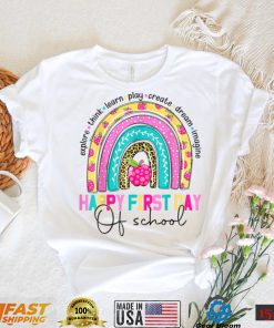 Leopard rainbow happy first day of school teacher boys girls T Shirt