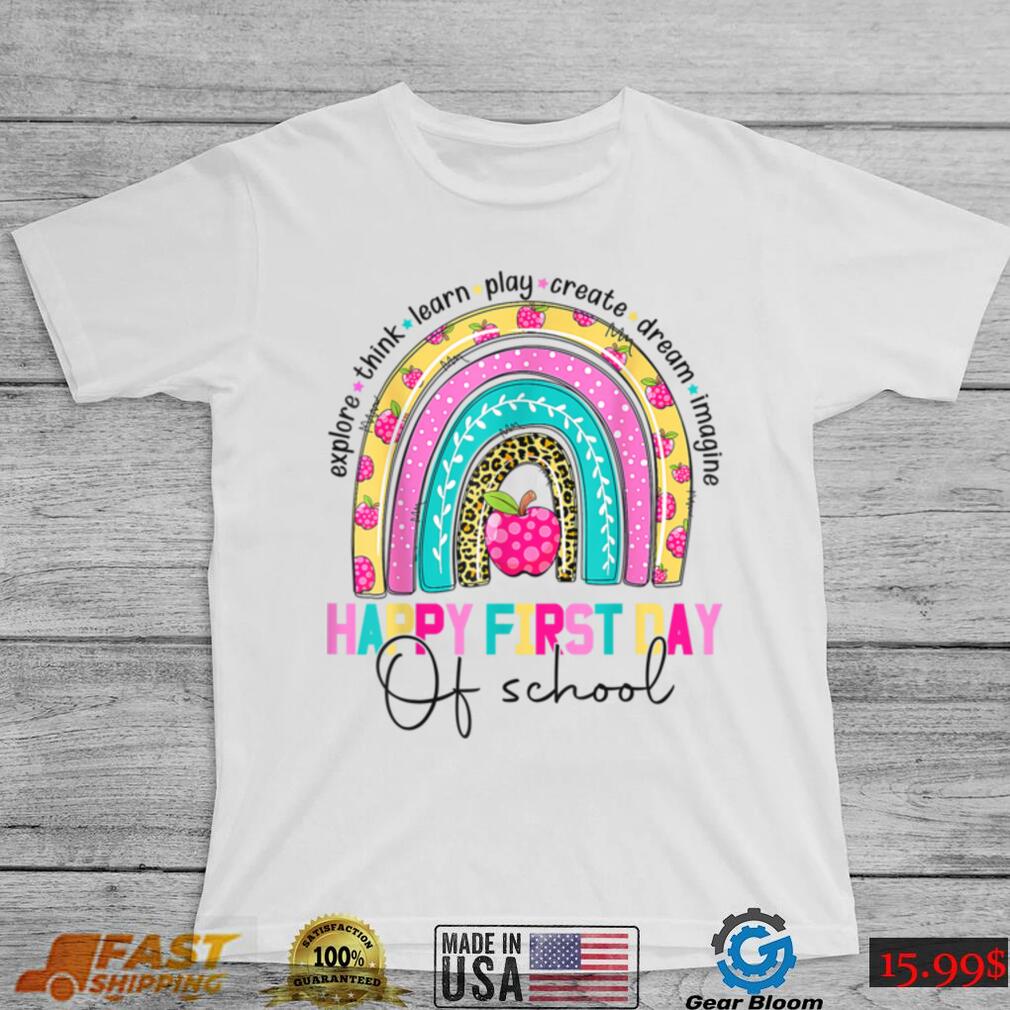 Leopard rainbow happy first day of school teacher boys girls T Shirt Leopard rainbow happy first day of school teacher boys girls T Shirt