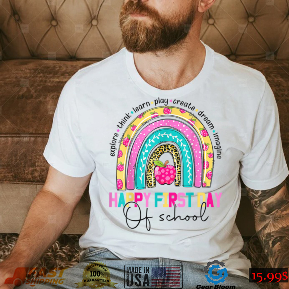 Leopard rainbow happy first day of school teacher boys girls T Shirt Leopard rainbow happy first day of school teacher boys girls T Shirt