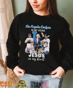 Los Angeles Dodgers In My Veins Jesus In My Heart Signatures Shirt