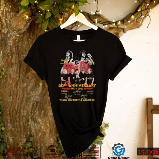 Malcolm Young And Bon Scott Ac Dc 50th Anniversary 1973 2023 Thank You For The Memories Signatures T shirt