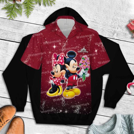 Mickey And Minnie Bling Goofy Floral Flowers Aloha Hawaii Shirt