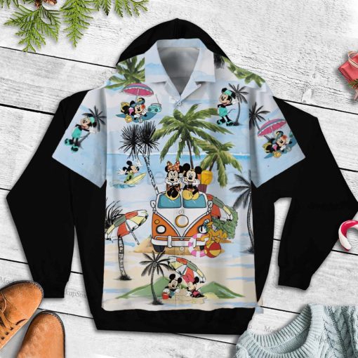 Mickey And Minnie Print For Beer Disney Hawaii Shirt