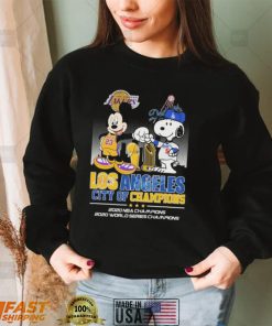 Mickey Mouse And Snoopy Los Angeles City Of Champions T shirt
