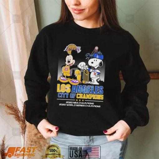 Mickey Mouse And Snoopy Los Angeles City Of Champions T shirt