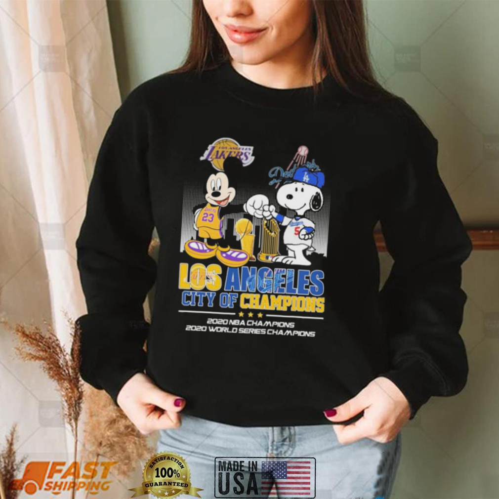 Mickey Mouse And Snoopy Los Angeles City Of Champions T shirt Mickey Mouse And Snoopy Los Angeles City Of Champions T shirt