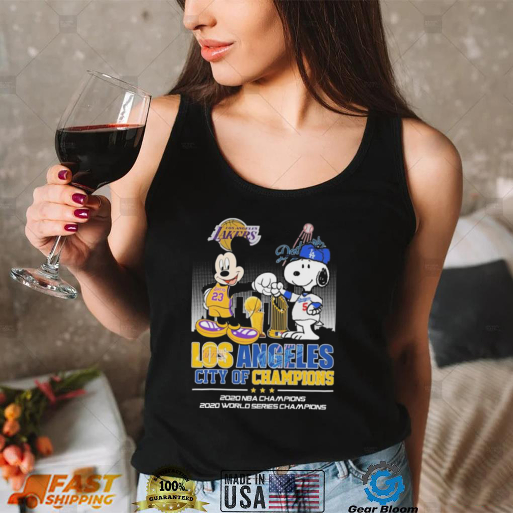 Mickey Mouse And Snoopy Los Angeles City Of Champions T shirt Mickey Mouse And Snoopy Los Angeles City Of Champions T shirt