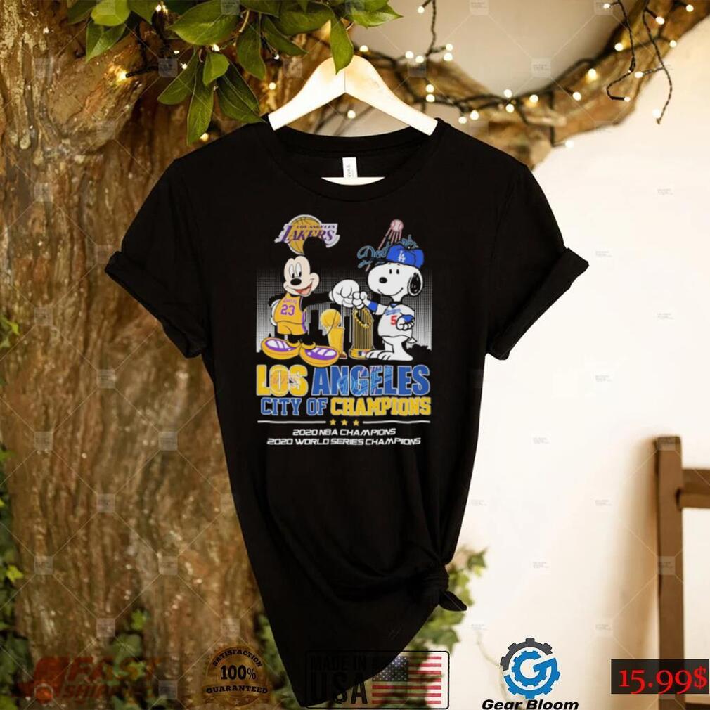 Mickey Mouse And Snoopy Los Angeles City Of Champions T shirt Mickey Mouse And Snoopy Los Angeles City Of Champions T shirt