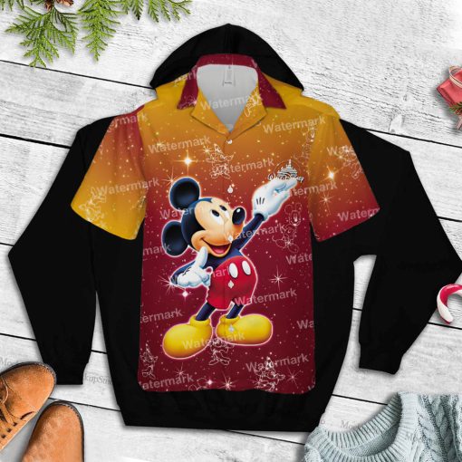 Mickey Mouse Bling Goofy Floral Flowers Aloha Hawaii Shirt