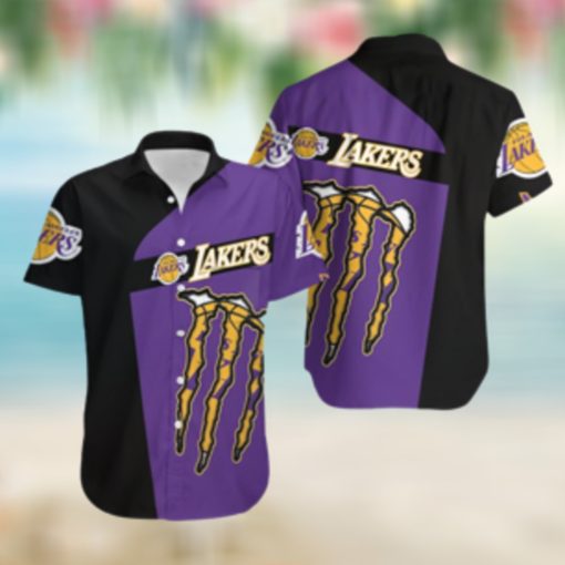 Monster Energy Los Angeles Lakers Hawaiian Shirt