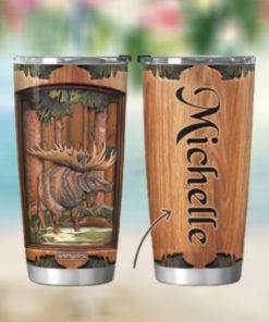 Moose Hunting Wooden Style TTZ2501012Z Stainless Steel Tumbler