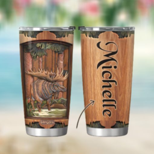 Moose Hunting Wooden Style TTZ2501012Z Stainless Steel Tumbler