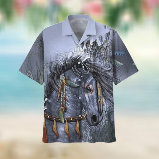 Native Horse In The Wood Grey Horse For Aloha Hawaii Shirt