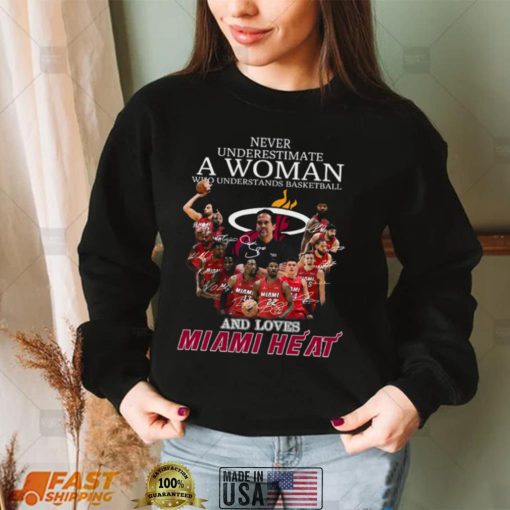 Never Underestimate A Woman Who Understand Basketball And Loves Miami Heat Team 2022 Signatures Shirt