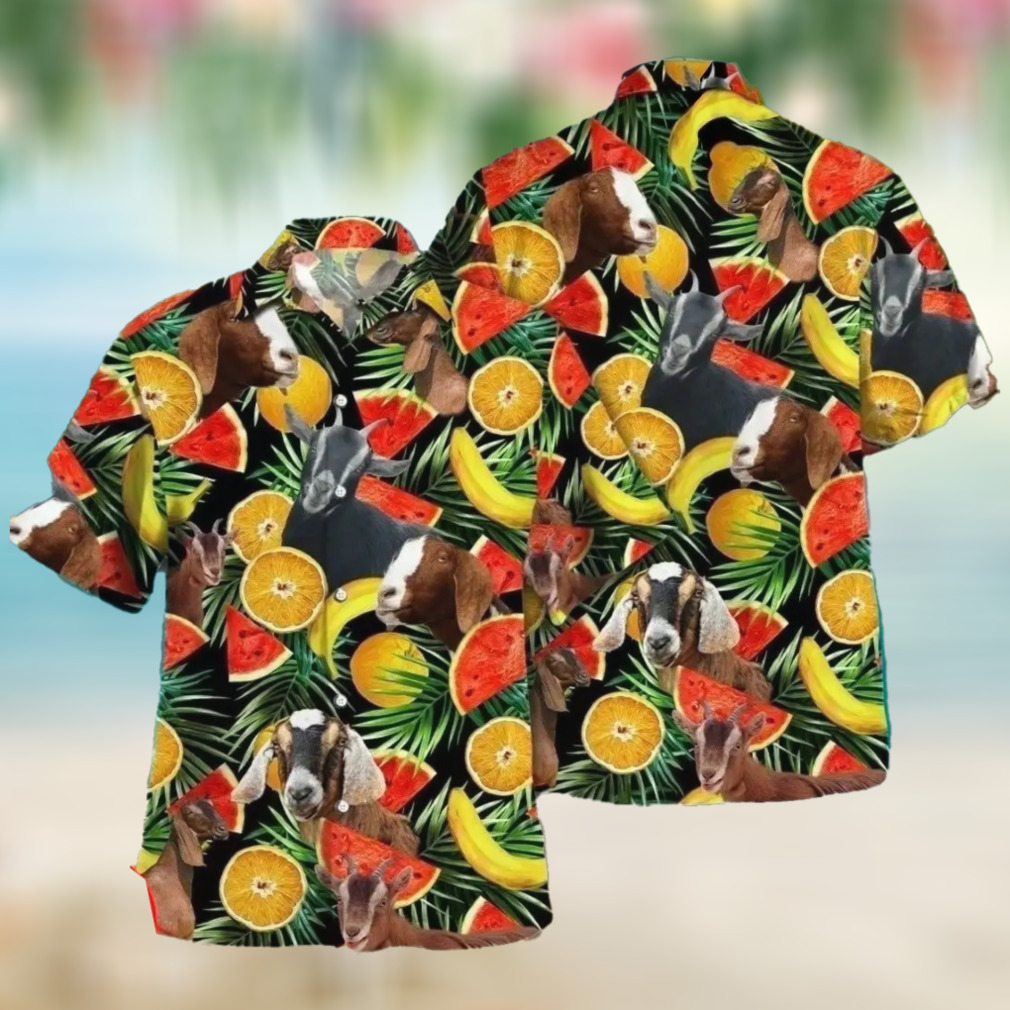 Nubian Goat Tropical Fruits Hawaiian Shirt