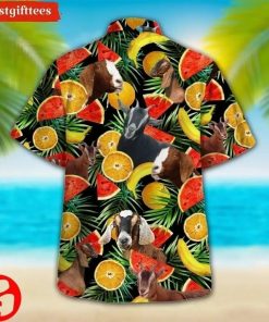 Nubian Goat Tropical Fruits Hawaiian Shirt