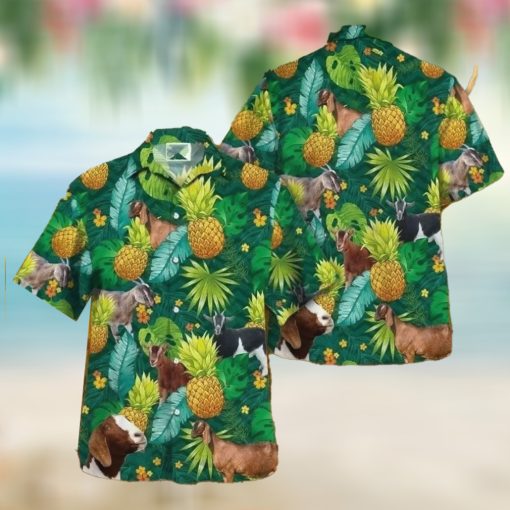 Nubian Goat Tropical Pineapple Hawaiian Shirt, Animal Lovers Aloha Shirt