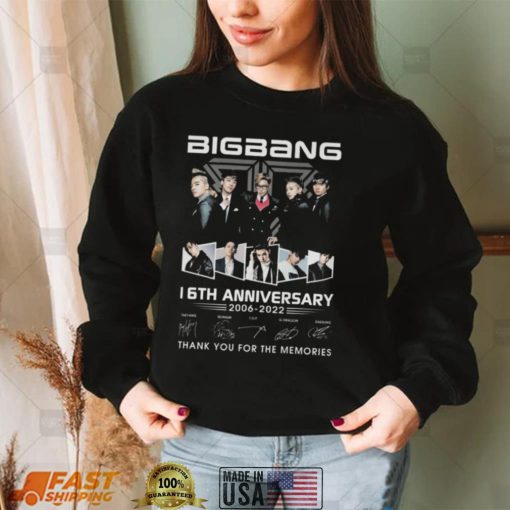 Official Bigbang 16th anniversary 2006 2022 thank you for the memories signatures shirt