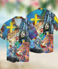 One Nation Under God Colorful Painting For Christian Button Down Hawaii Shirt