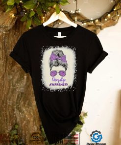 Overdose awareness Warrior messy hair bun Purple Ribbon T Shirt