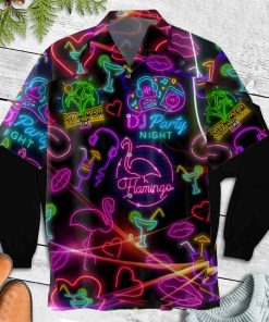 Party Night Neon For Button Down Aloha Flamingo Hawaii Shirt