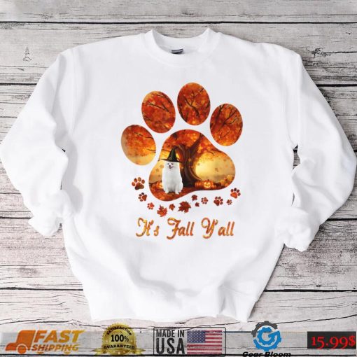 Paw Tree It’s Fall Y’all Halloween White Pomeranian T Shirt