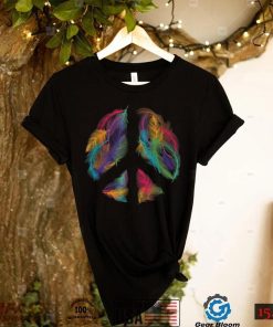 Peace Sign Colorful Feathers Hippie Peace Symbol Retro T Shirt