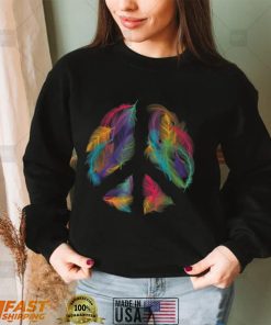 Peace Sign Colorful Feathers Hippie Peace Symbol Retro T Shirt