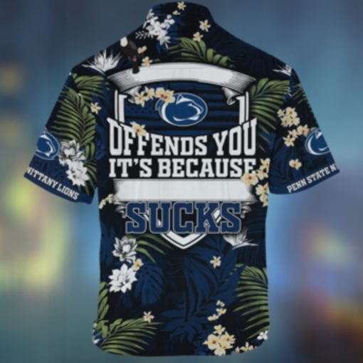 Penn State Nittany Lions Summer Hawaiian Shirt And Shorts, With Tropical Patterns For Fans