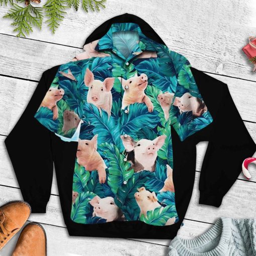 Pig Tropical For Button Down Aloha Hawaii Shirt