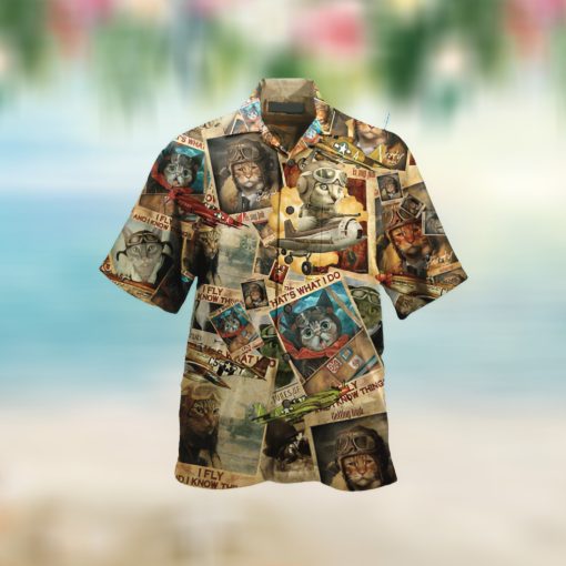 Pilot Cat For Aloha Button Down Hawaii Shirt