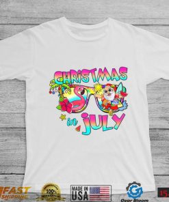 Pink Flamingo Santa Hat Christmas In July Summer Vacation T Shirt