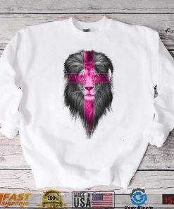 Pink Lion Faith Ribbon Breast Cancer Awareness Support Squad T Shirt
