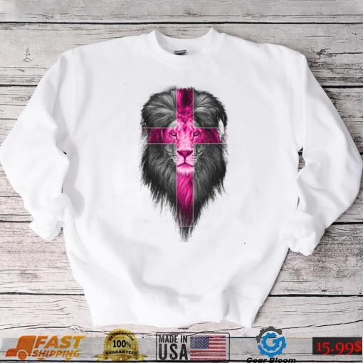 Pink Lion Faith Ribbon Breast Cancer Awareness Support Squad T Shirt