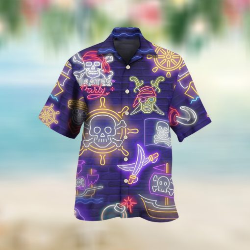 Pirate Skull Party Stunning Neon Things For Pirate Aloha Hawaii Shirt