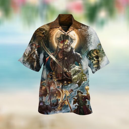 PirateSkull And Ship On The Ocean For Pirate Aloha Hawaii Shirt