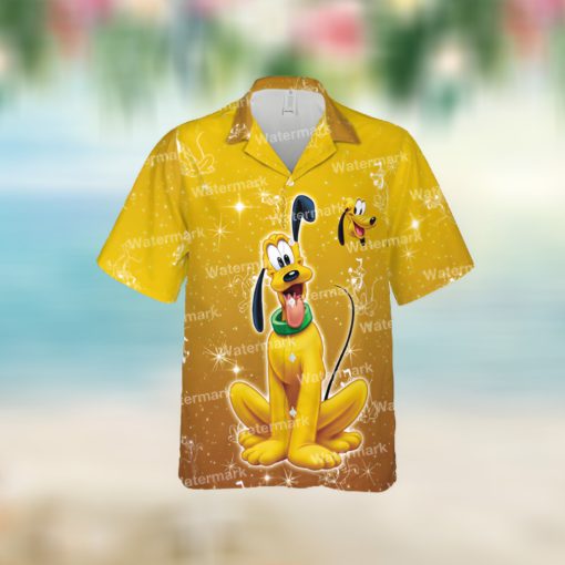 Pluto Bling Mickey Mouse Floral Flowers Aloha Hawaii Shirt