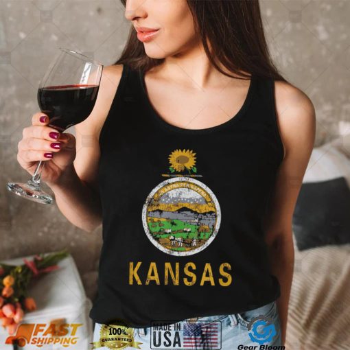 Retro Kansas Flag Vintage KS Souvenir Men Women Kids Shirt T Shirt