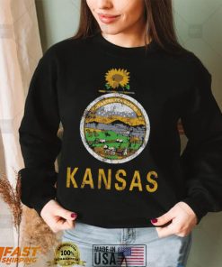 Retro Kansas Flag Vintage KS Souvenir Men Women Kids Shirt T Shirt