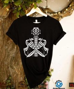 Rock On Guitar Neck With A Sweet Rock & Roll Skeleton Hand T Shirt