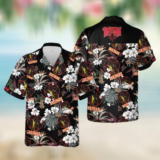 Rush Rush Band Button Up Music Rock Band Tropical Summer For Hawaii Shirt