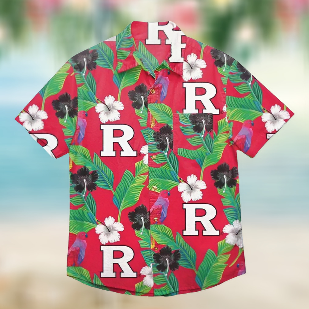 Rutgers Scarlet Knights Floral Button Up Hawaiian Shirt - teejeep